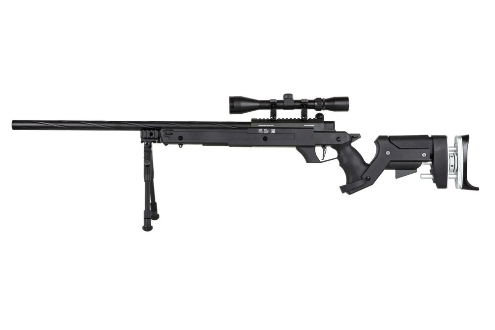 SA-S13 sniper airsoft rifle with scope and bipod - black