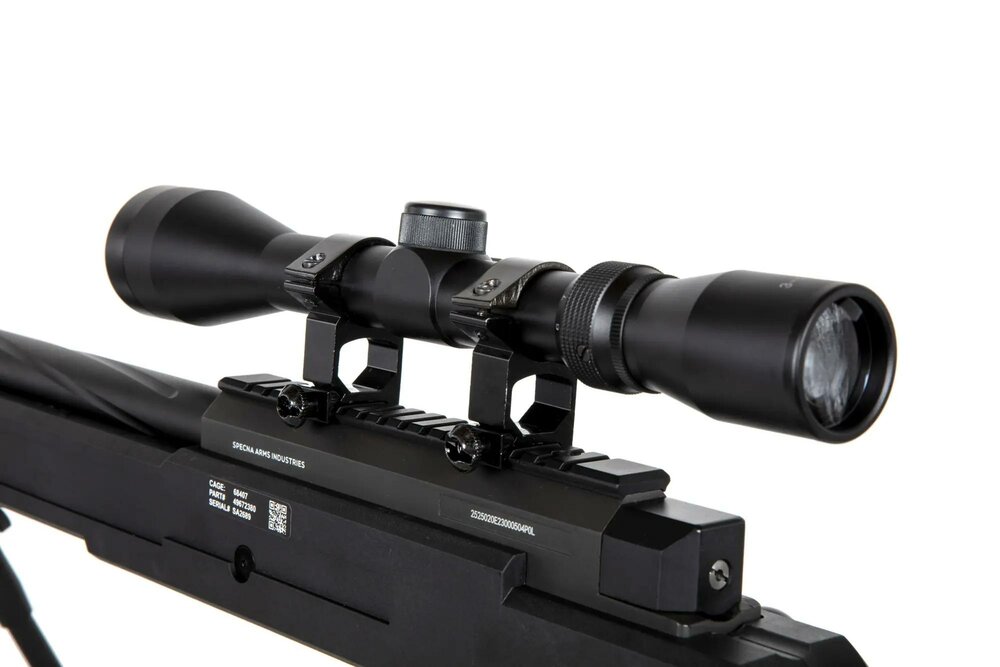 SA-S13 sniper airsoft rifle with scope and bipod - black