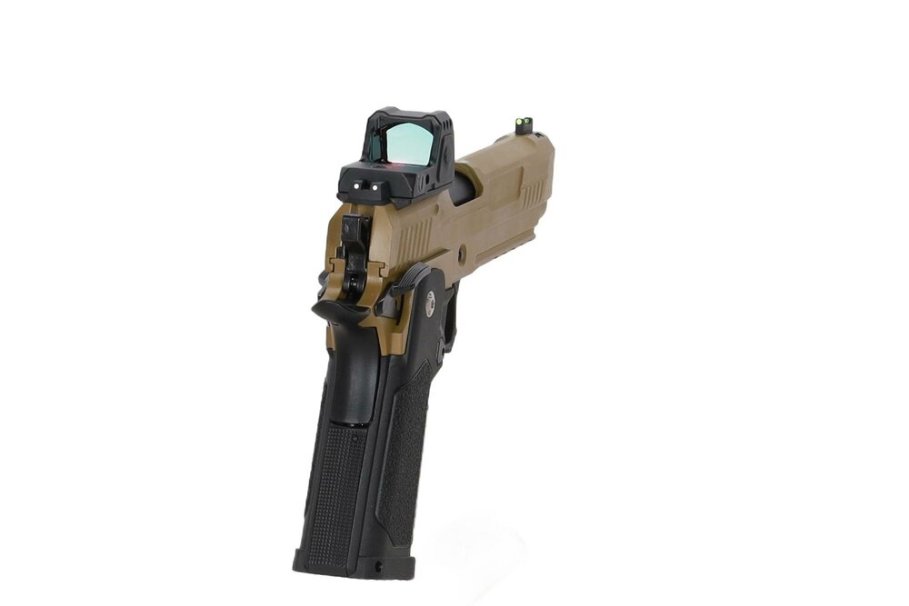 ARCTURUS Vanguard 5" Hi-Capa GBB Optics Ready  with ARS-1 red dot sight Half-Tan