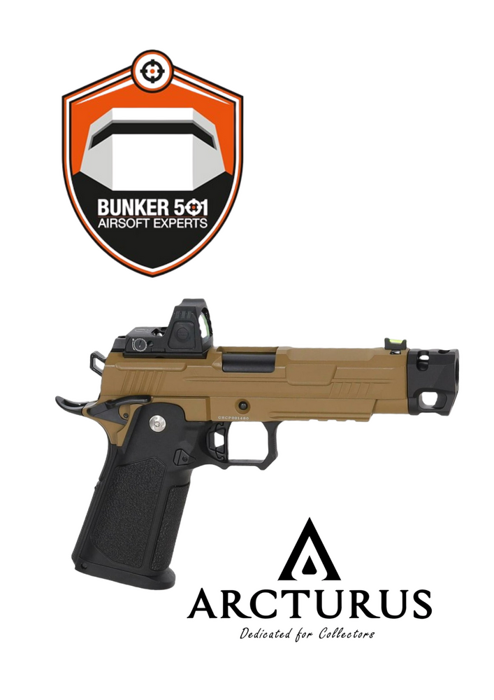 ARCTURUS Vanguard 4.3" Hi-Capa GBB OR met ARS-1 Red Dot + Compensator &ndash; Half-Tan