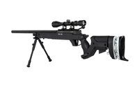 SA-S13 sniper airsoft rifle with scope and bipod - black