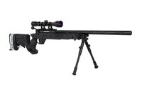 SA-S13 sniper airsoft rifle with scope and bipod - black