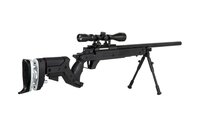 SA-S13 sniper airsoft rifle with scope and bipod - black