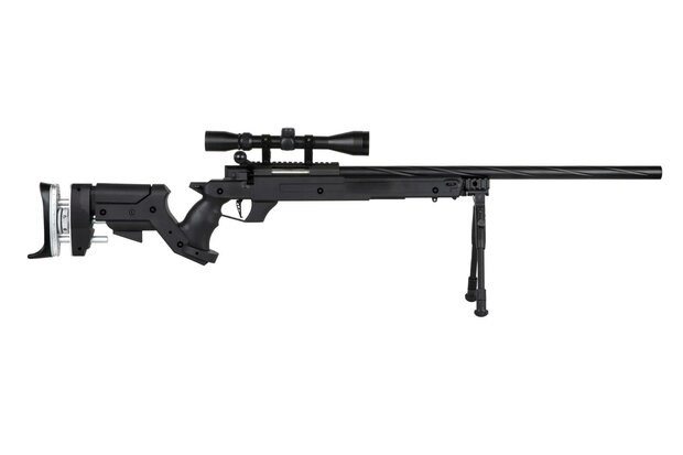 SA-S13 sniper airsoft rifle with scope and bipod - black