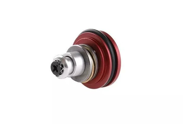 Aluminium piston head with bearing