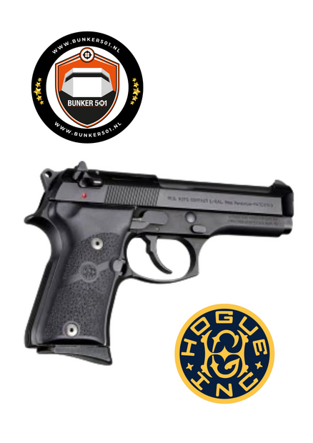 HOGUE GRIP  93010 Beretta  92 Compact Auto Rubber grip Panels Black