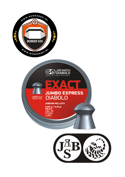 JSB Exact Jumbo 14.35 gr 500 stks. Cal.22 - 5.5mm-m46-08