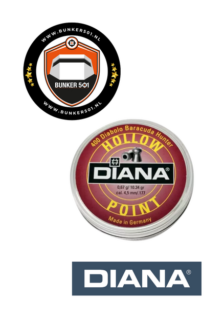 DIANA  Baracuda Hunter Hollow Point  4,5mm (.177)  Luchtbukskogeltjes 200 stuks