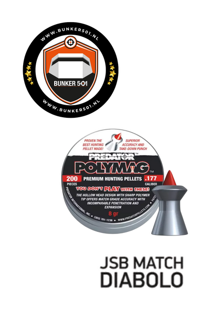 JSB Predator Polymag 4,5mm (.177) 16gr   200 stuks