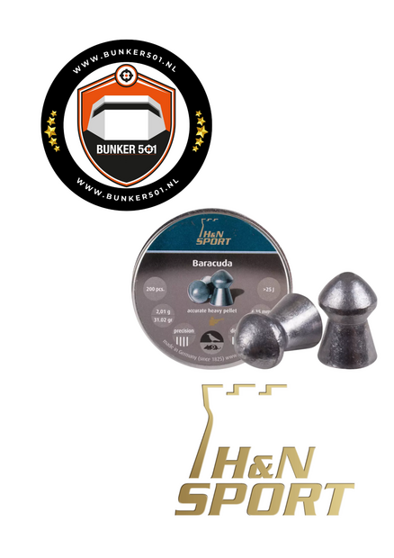 H&amp;N Sport Diabolo Baracuda Extra Heavy Airgun Pellets (.25 / 6.35MM) 200pcs